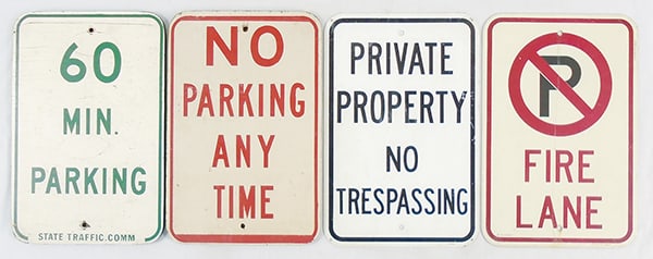 4 PAINTED METAL & WOOD STREET SIGNS