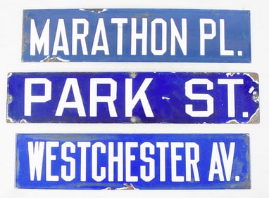 3 PORCELAIN STREET SIGNS