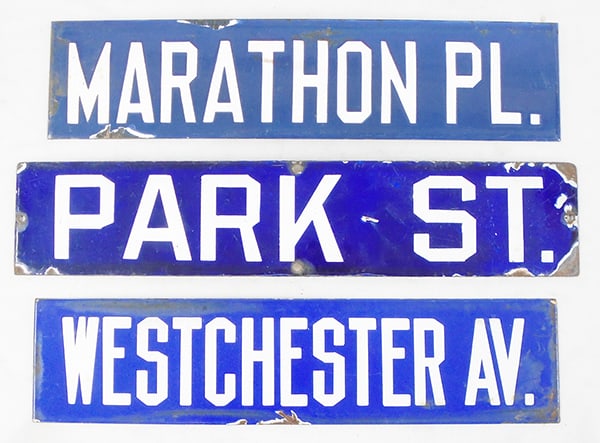 3 PORCELAIN STREET SIGNS (1 of 2)