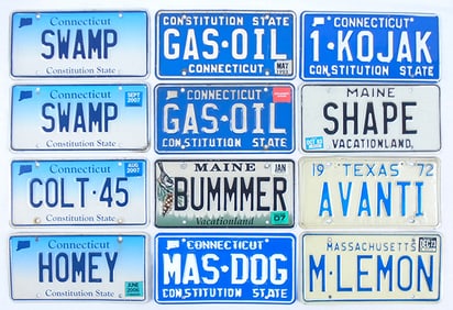 12 VANITY PLATES