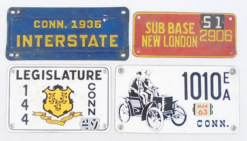 4 CONNECTICUT LICENSE PLATES
