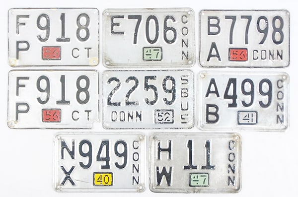 8 VINTAGE CONNECTICUT LICENSE PLATES (1 of 1)