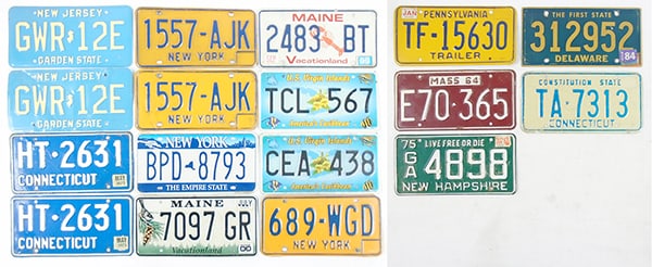 17 VINTAGE LICENSE PLATES