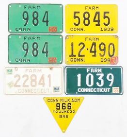7 VINTAGE CONNECTICUT FARM PLATES