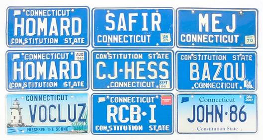9 VINTAGE CONNECTICUT VANITY PLATES