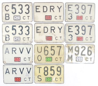 11 CONNECTICUT LICENSE PLATES