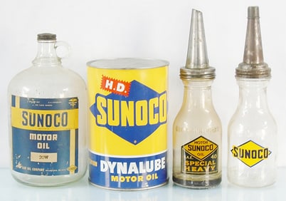 4 SUNOCO MOTOR OIL CONTAINERS
