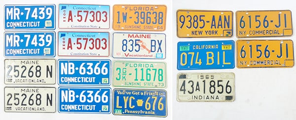 17 VINTAGE LICENSE PLATES
