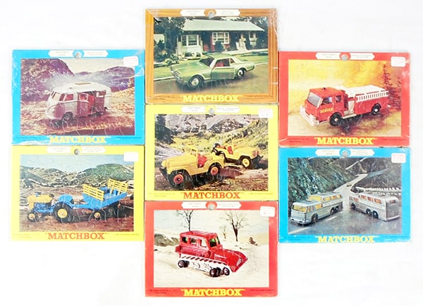 7 MATCHBOX PUZZLES: 5" x 7", all are sealed in shrinkwrap, ca 1969, C10.