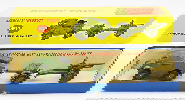 Dinky 697 25-Pounder Field Gun Set In Military Green - Excellent In Box - Foto 11