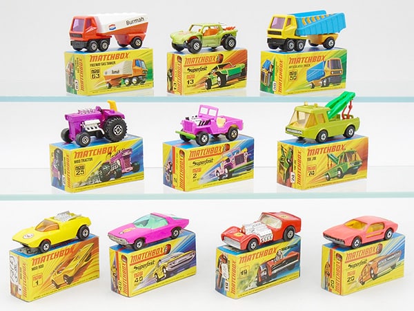 10 MATCHBOX SUPERFASTS: 63B2, 13B2, 50B3, 25B2, 2B1, 74B1, 1B9, 20A5, 19B3, 40A1, orig boxes, C9.