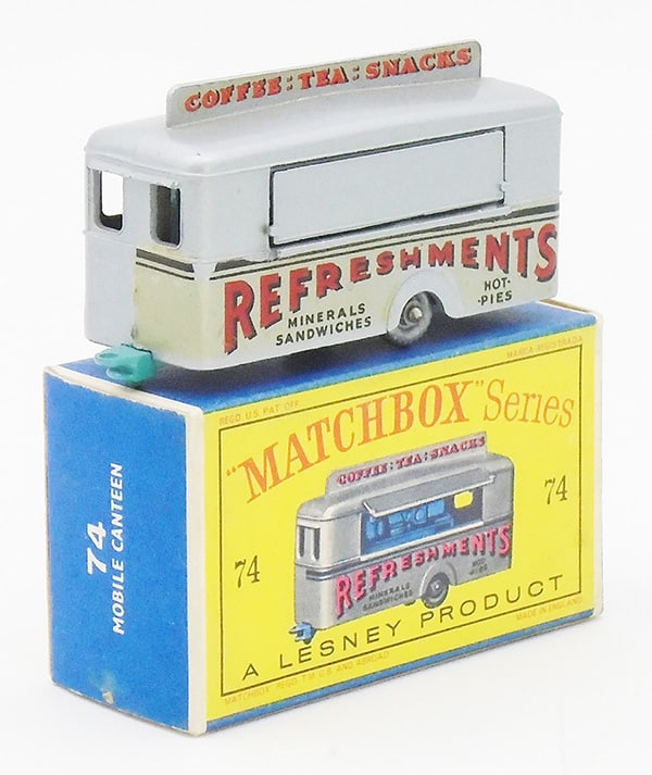 MATCHBOX 74A8 MOBILE CANTEEN: ST code 10, sea green base, D1 orig box minor wear, C9.