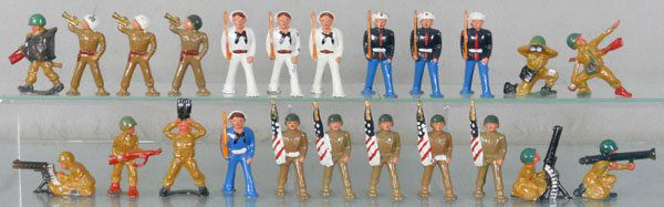 23 BARCLAY & MANOIL SOLDIERS: pod foots, C5-9.