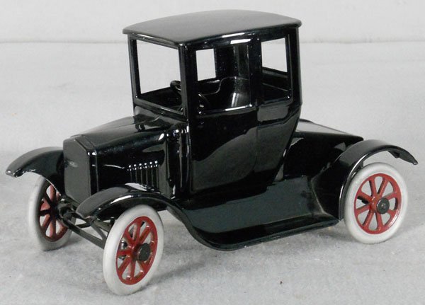 BUDDY L 210B FLIVVER COUPE: painted pressed steel, 11" long, restored, C9.