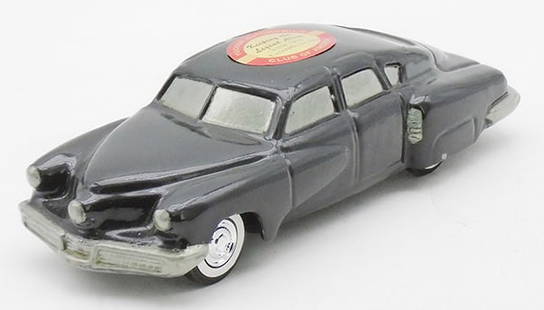 1948 TUCKER PROMO CAR: contemporary, black metal w/Tucker Club sticker on roof,