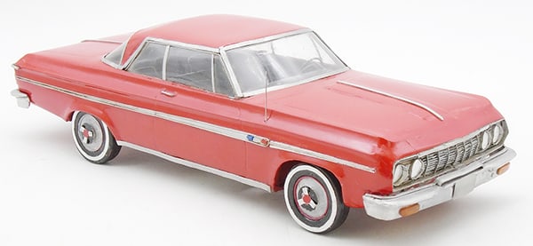 1964 PLYMOUTH FURY WOOD MODEL: made by Roberto Modelos in Brazil, 1/15 scale, C7-8.