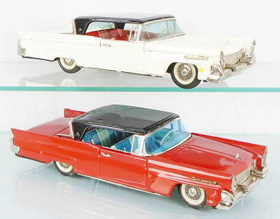 2 BANDAI LINCOLN CONTINENTAL MARK III: litho tin, friction working, 11 1/2", both have replaced hood ornaments, C8.