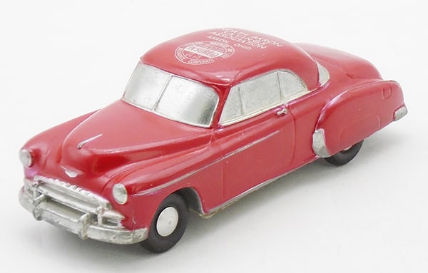 BANTHRICO 1950 CHEVROLET STYLE LINE PROMO: red, autobank, bank imprint on roof, C8.