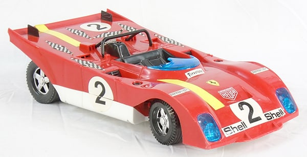 ELGI-REEL 1971 FERRARI 312: plastic, 16 1/2", radio controlled, not tested, w/controller & antenna, in orig styrofoam clamshell, C8-9.