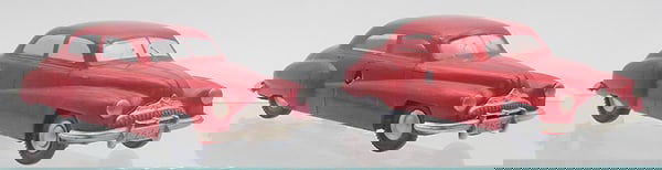 2 JYESA BUICK AUTOS: plastic, red, 5", both are windup, 1 working, made in Spain, C7-8.