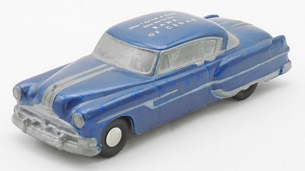 BANTHRICO 1953 PONTIAC CHIEFTAIN AUTOBANK PROMO: blue, bank imprint on roof, touch up spots, C8.