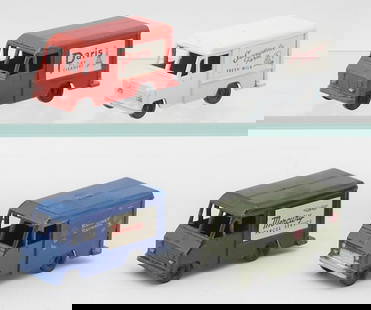 4 TOOTSIETOY DELIVERY VANS: die cast, 2 3/8", C7-8.