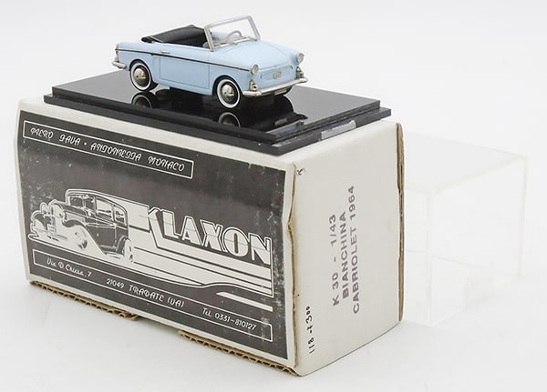 KLAXON K30 1964 BIANCHINA: resin, 1/43 scale, Bianchina Cabrio, #118 of 300, in plastic case, orig box & insert, C9. Box 6" x 3" x 3"