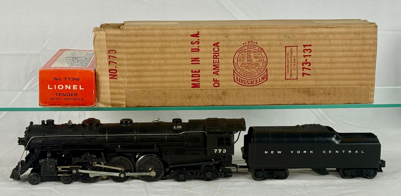 Lionel 1964 O Gauge No. 773 Hudson Steam Locomotive with No. 773W New York Central Tender and Boxes (1 of 3)