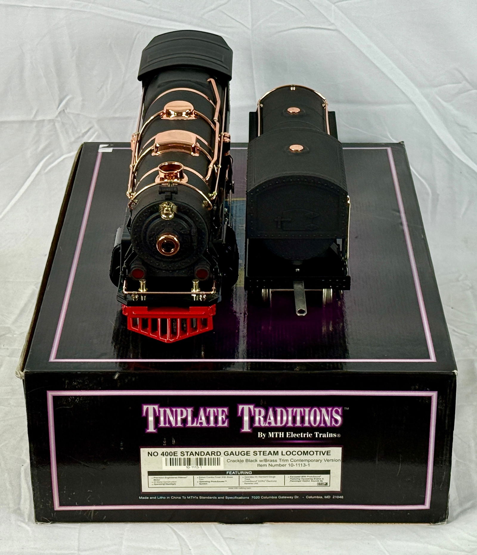 MTH Electric Trains Tinplate Traditions No. 400E Standard Gauge Steam Locomotive and Tender, Item (1 of 4)
