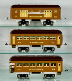 MTH Tinplate Traditions Standard Gauge Reproduction Lionel Brown State Passenger Car Set