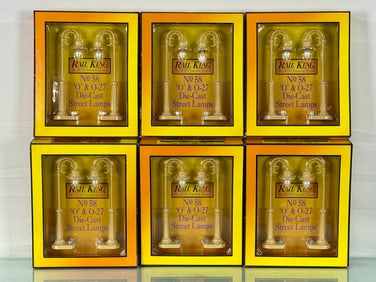 6 M.T.H. Electric Trains Rail King NO 58 Die-Cast Street Lamp Sets
