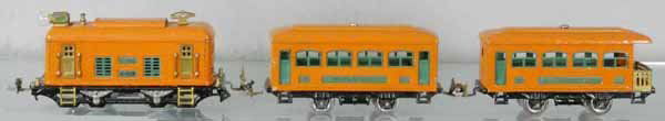 LIONEL TRAIN SET: O ga, 248 loco, rewheeled, 629 coach, 630 obsv, rubberstamping worn in spots, C5-6.
