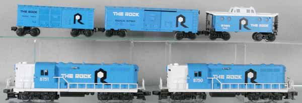 LIONEL THE ROCK TRAIN SET: O ga, 8751 & 8750 diesel locos, w/cars 7903, 9782, 9180, C7-8.