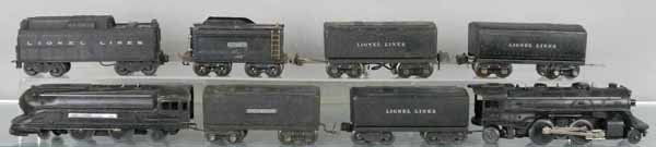 LIONEL TRAIN LOT: O ga, 1688 loco, 1689T tender, 1654 loco, missing 1 jewel, 6026W tender, 261T tender, 1654T tender, 2689W tender, 2689TX tender, C4-5.