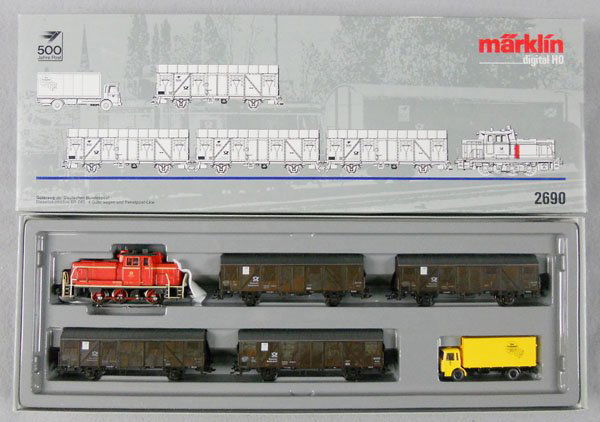 MARKLIN 2690 GERMAN POSTAL TRAIN SET: HO ga, orig box & insert, C9.
