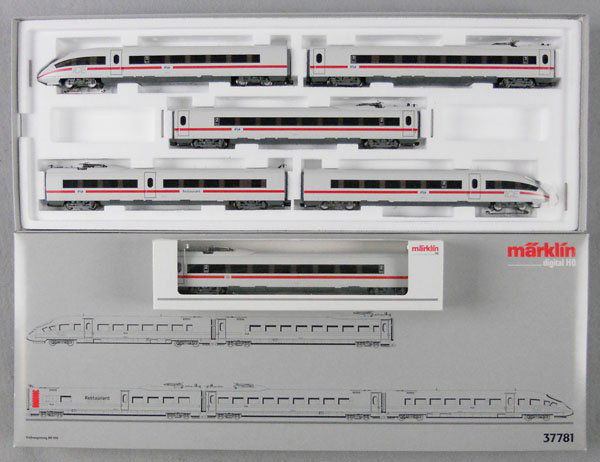 MARKLIN 37781 INTER CITY EXPRESS TRAIN SET: HO ga, w/extra 43747 coach, orig boxes & inserts, C9.