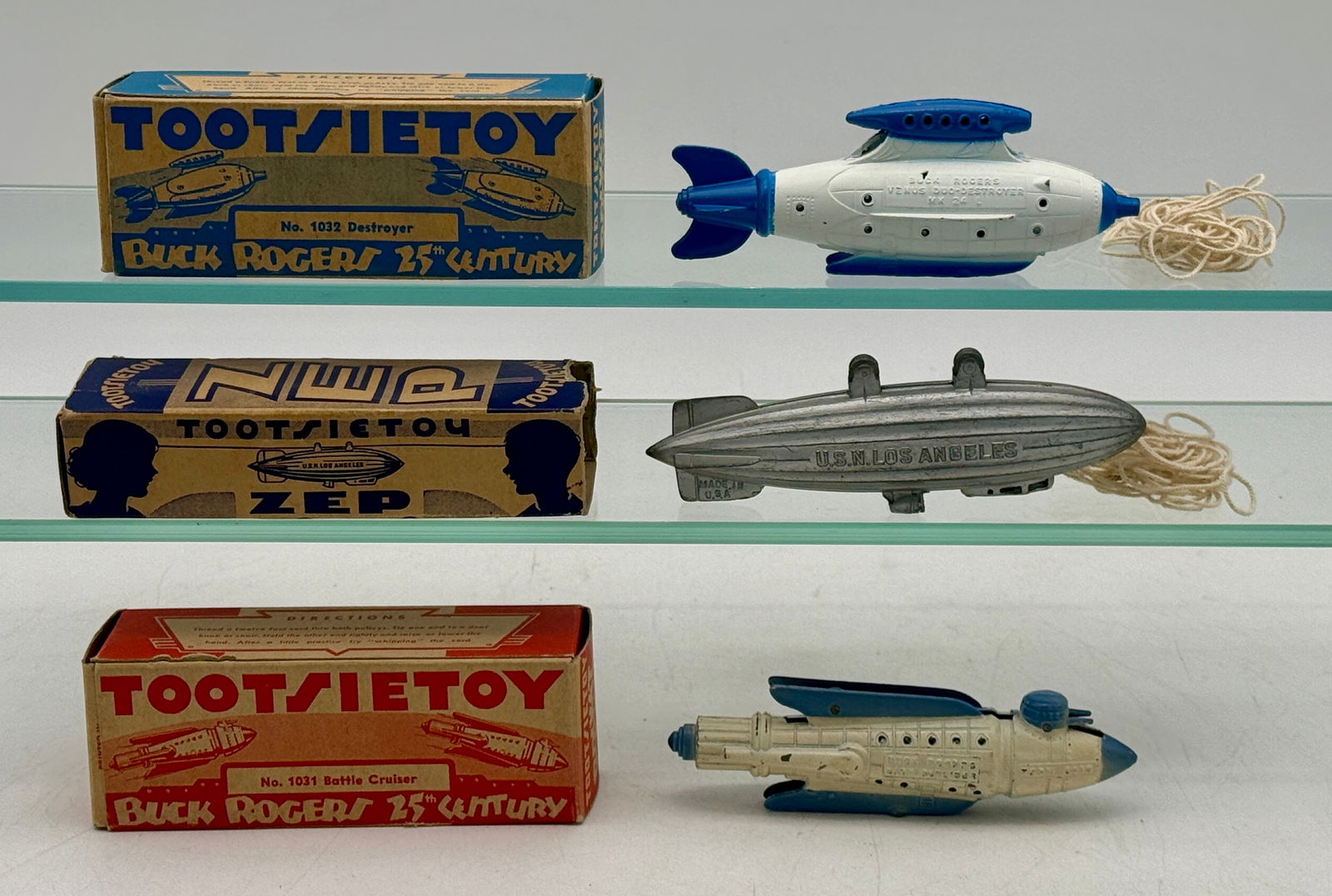 Three Vintage Tootsietoy Buck Rogers & Zeppelin Die-Cast Toys with Boxes (1 of 2)