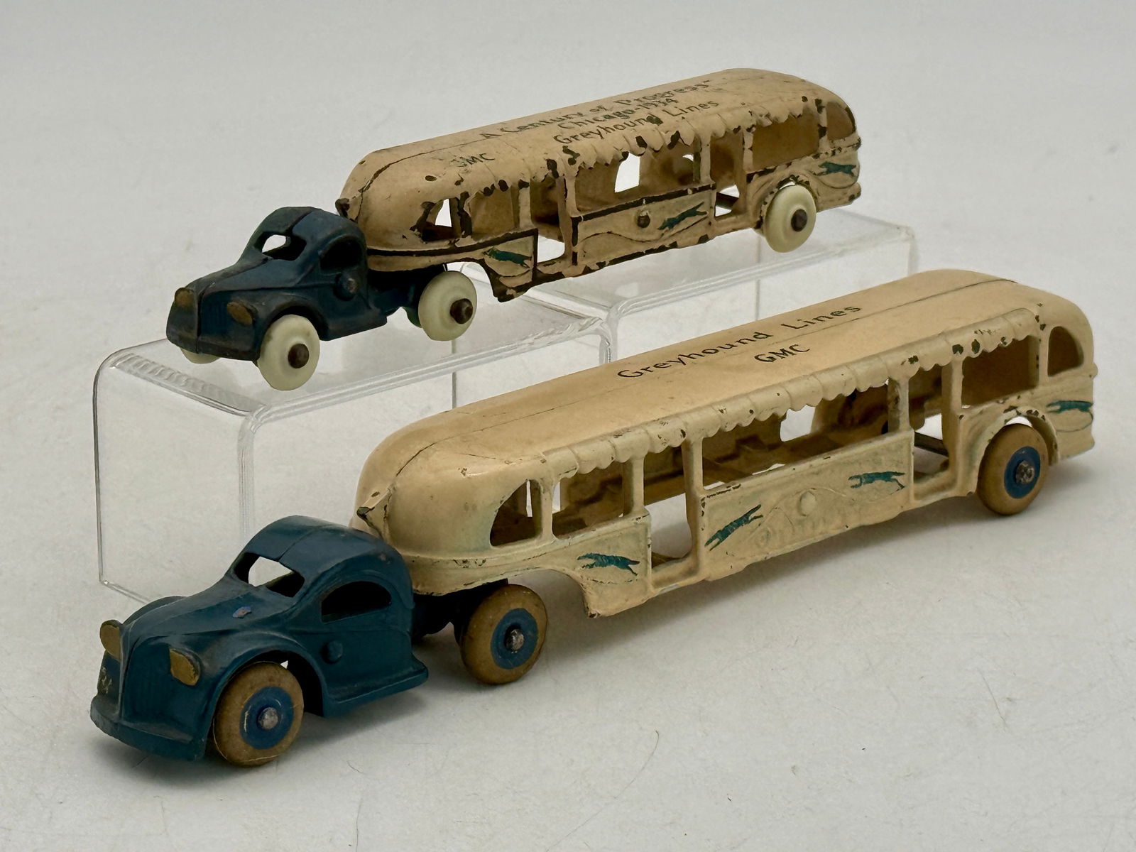 Two Arcade Cast Iron Greyhound 'Century of Progress' Bus Sets (1 of 2)