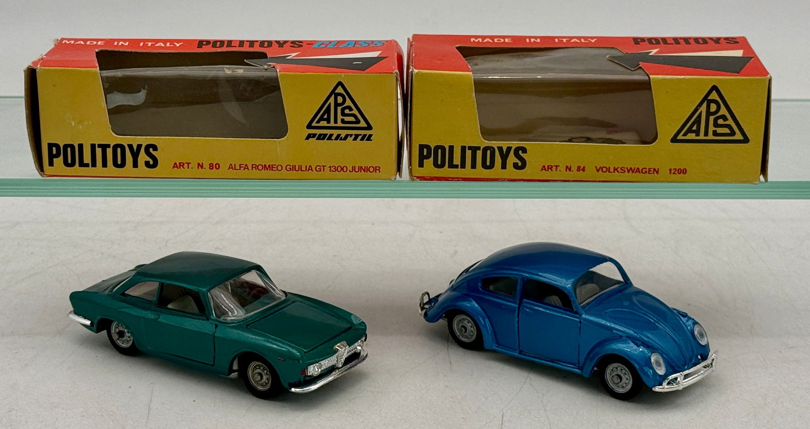 Two Politoys Diecast Toy Cars: Alfa Romeo and Volkswagen (1 of 3)