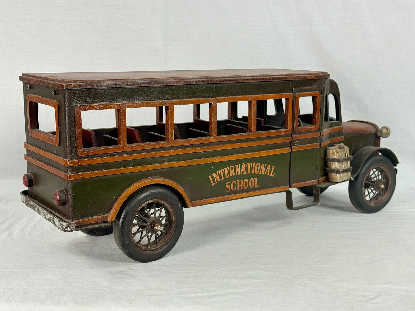 Vintage Wooden Model School Bus, 'International School' (1 of 7)