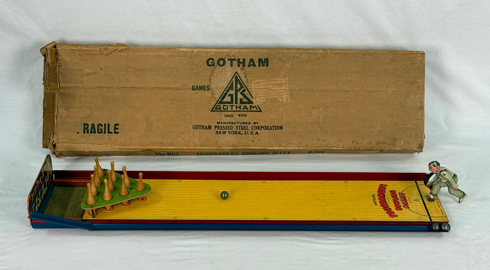 Vintage Gotham Pressed Steel Tournament Bowling Alley Game (1 of 2)