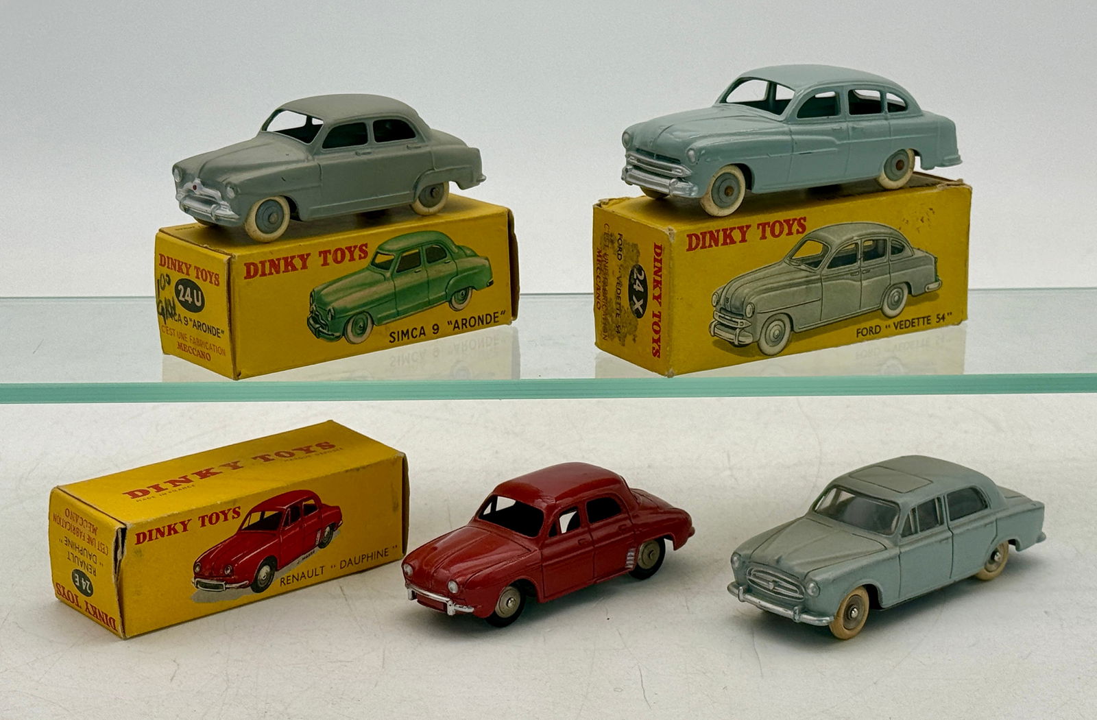 Four French Dinky Toys Die-Cast Cars with Three Original Boxes (1 of 2)