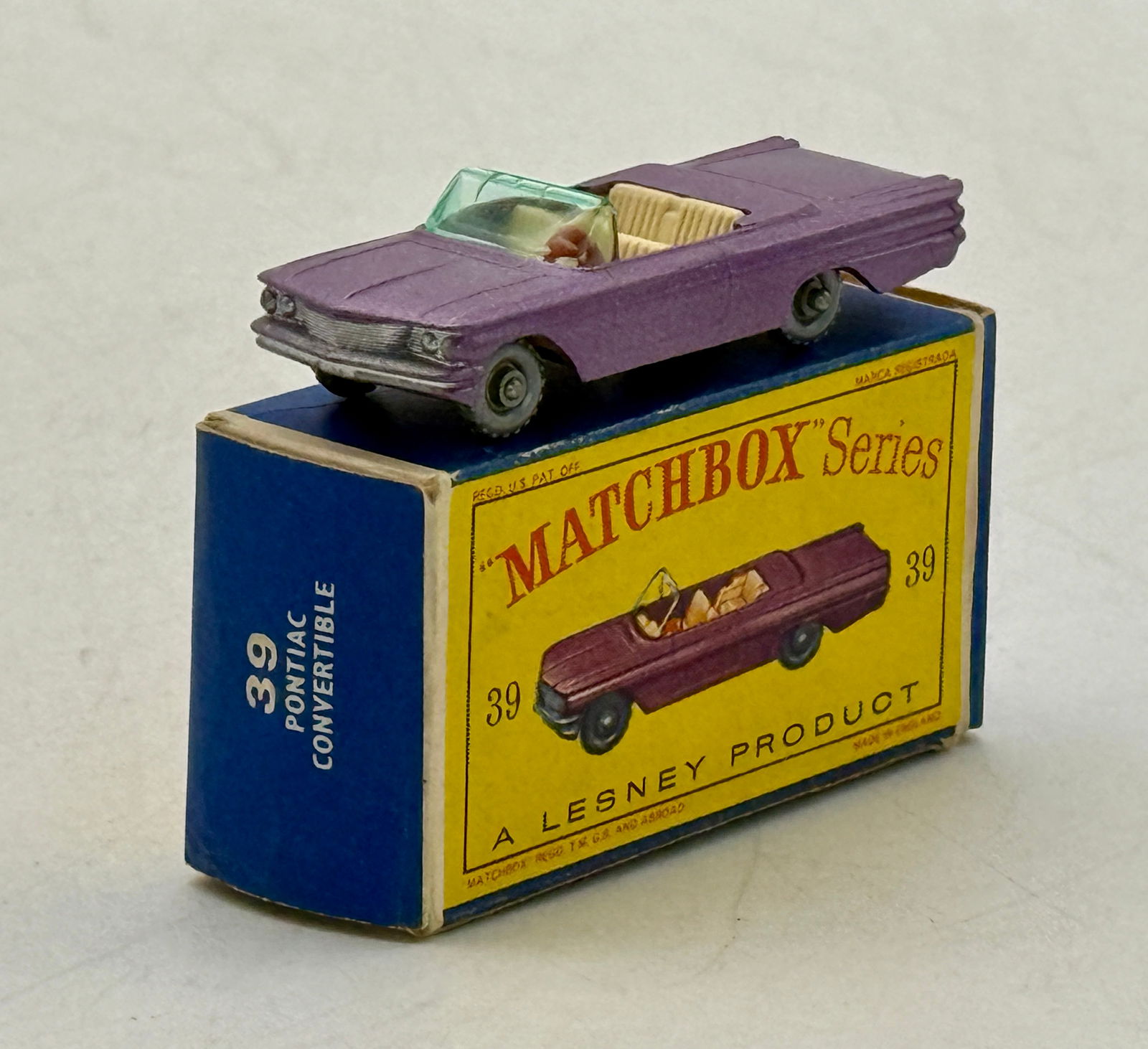 Matchbox 39B1 Pontiac Convertible: St Code 1, D box minor wear C8.