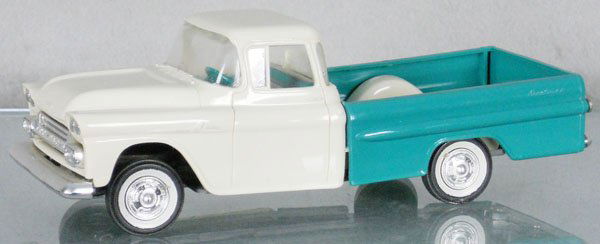 AMT 1958 CHEVY PICK UP TRUCK PROMO: turquoise & white, warped, windows crackled, C8-9.