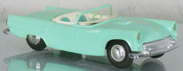 AMT 1955 FORD THUNDERBIRD PROMO: aqua & white, warped, brown stains in paint, C7.