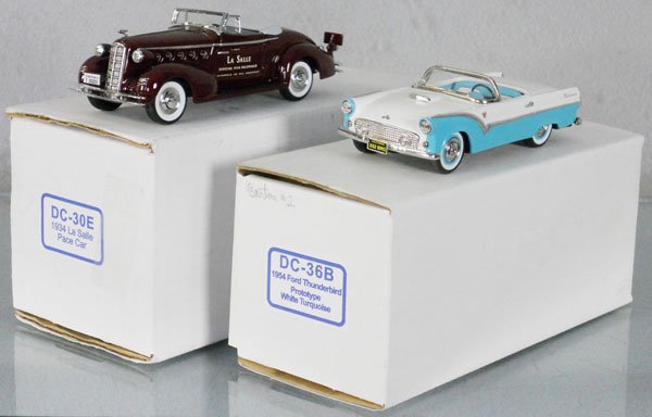 2 DURHAM CLASSICS AUTOS: die cast, DC-30E 1934 LaSalle pace car, DC-36B 1954 Ford Thunderbird prototype, orig boxes & inserts, C9-10.