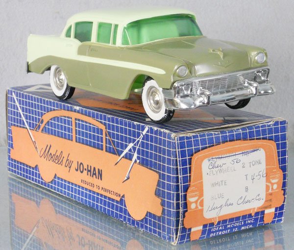 PMC 1956 CHEVROLET PROMO BANK: plastic, 2-tone green, minor body warp, w/incorrect orig box, C8.