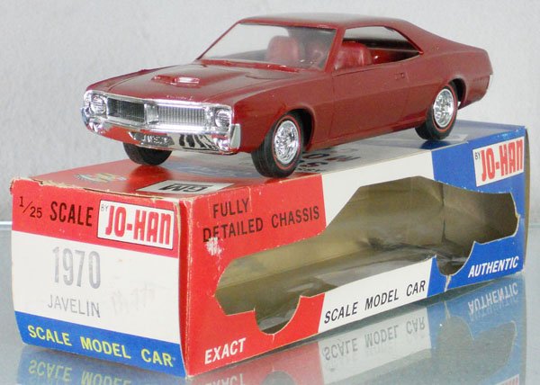 JO HAN 1970 JAVELIN PROMO: plastic, maroon, orig box minor wear & window loose, C9.