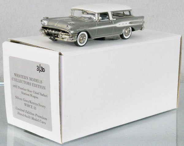 WESTERN MODELS 1957 PONTIAC STAR CHIEF STATION WAGON: white metal, model WMCE23, orig box & insert, C9-10.