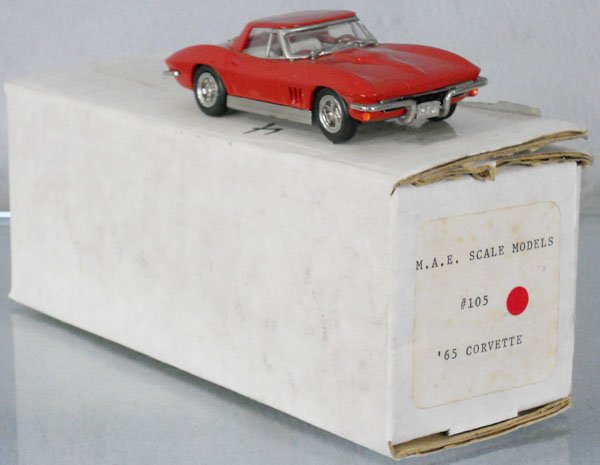MAE SCALE MODELS 105 1965 CORVETTE: white metal, orig box & insert, C9-10.